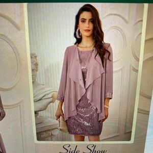 Grace Karin Mauve Sequin Dress with Overlay
